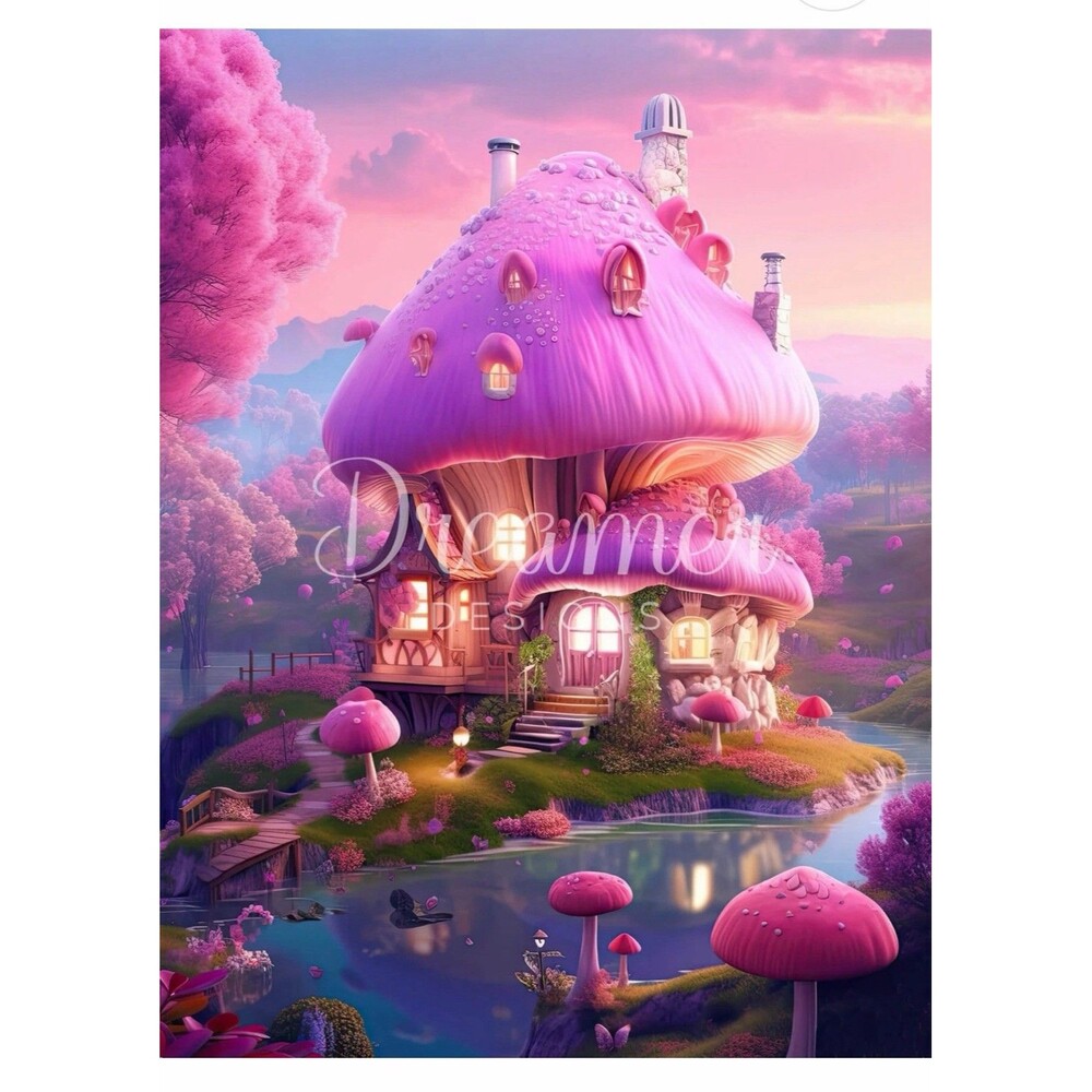Dreamer Designs Diamond Art Painting Kit Riverside Mushroom Cottage By Sasha